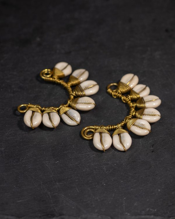 BRASS AND COWRIE EAR CUFF